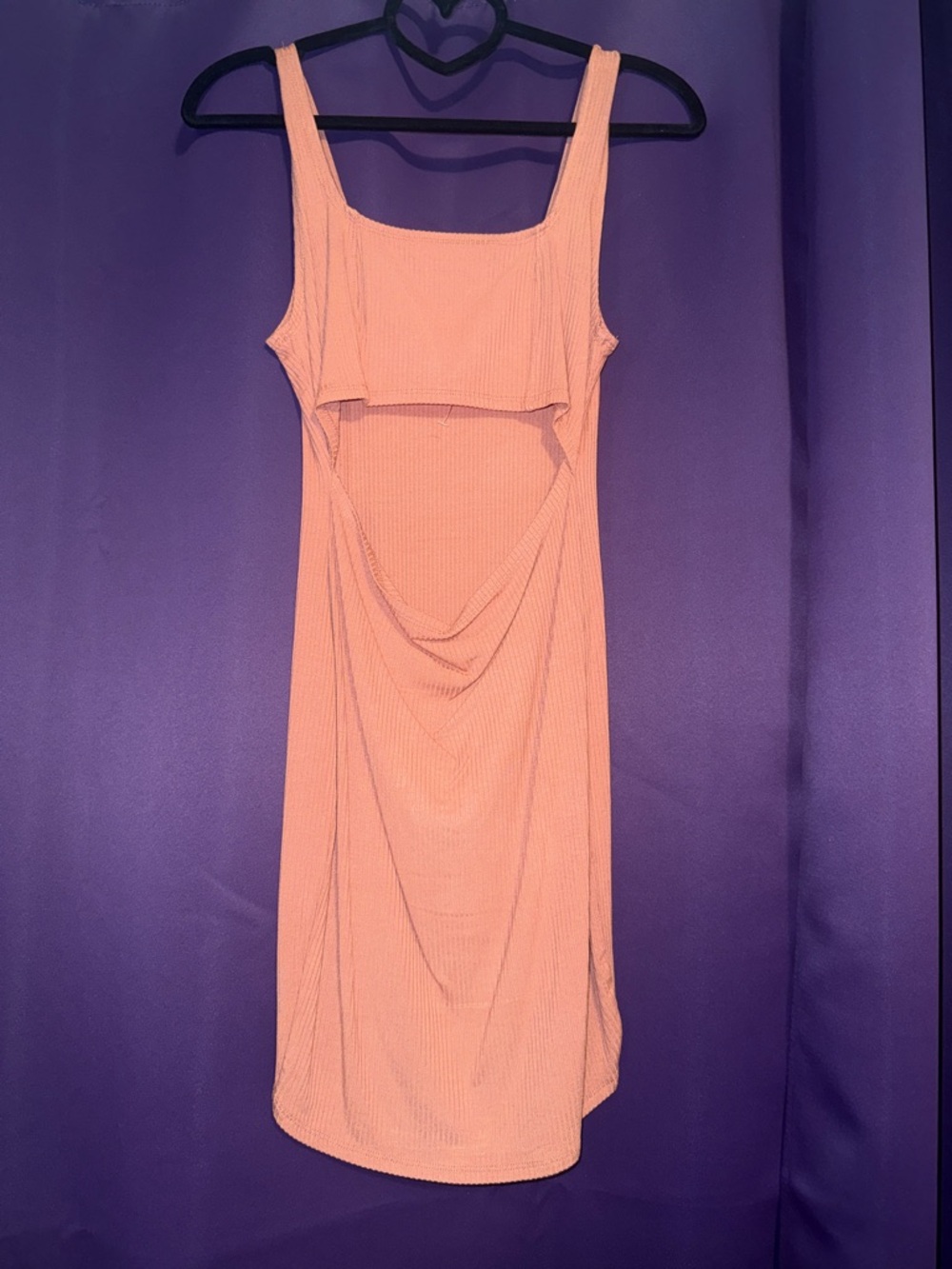 Bozzolo Peach Backless Ribbed Midi Dress